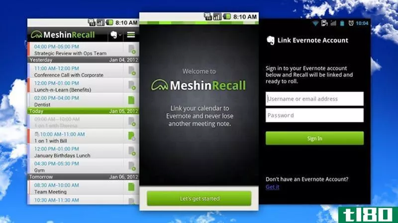 meshin recall在一个优雅的应用程序中组织了多个谷歌日历和evernote