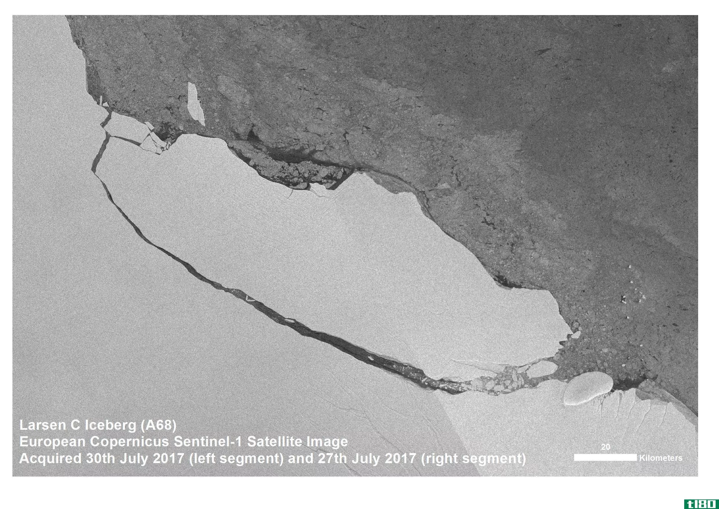 巨大的南极冰山断裂处的裂缝仍在蔓延