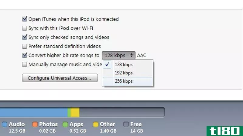 Illustration for article titled iTunes Now Lets You Downconvert Songs to 256kbps When Syncing