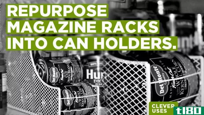 Illustration for article titled Repurpose a Magazine Rack into a Canned Food Holder