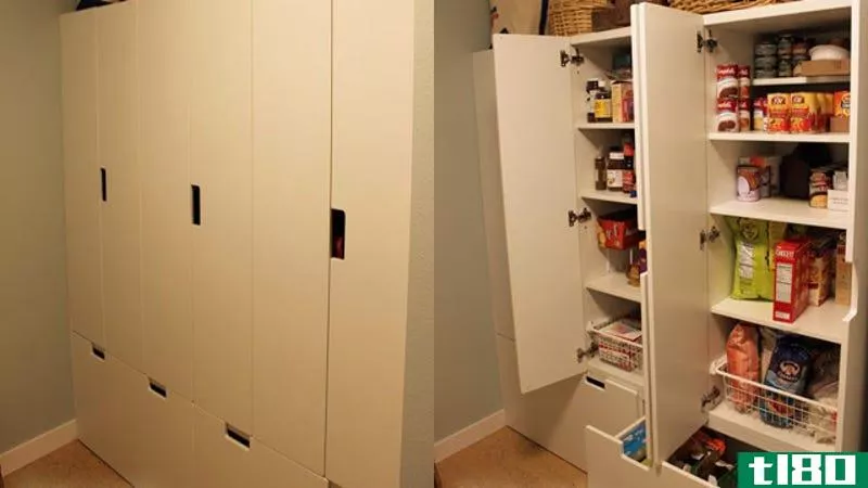 Illustration for article titled Repurpose Ikea Childrens Storage Cabinets into a Pantry