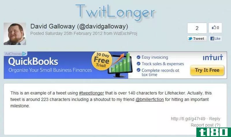 twitlonger允许你发布超过140个字符的tweet