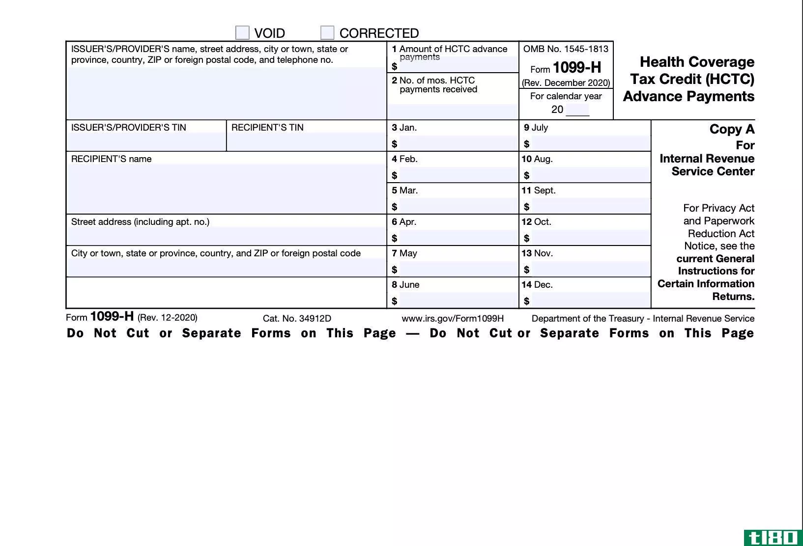 Form 1099-H Page 1