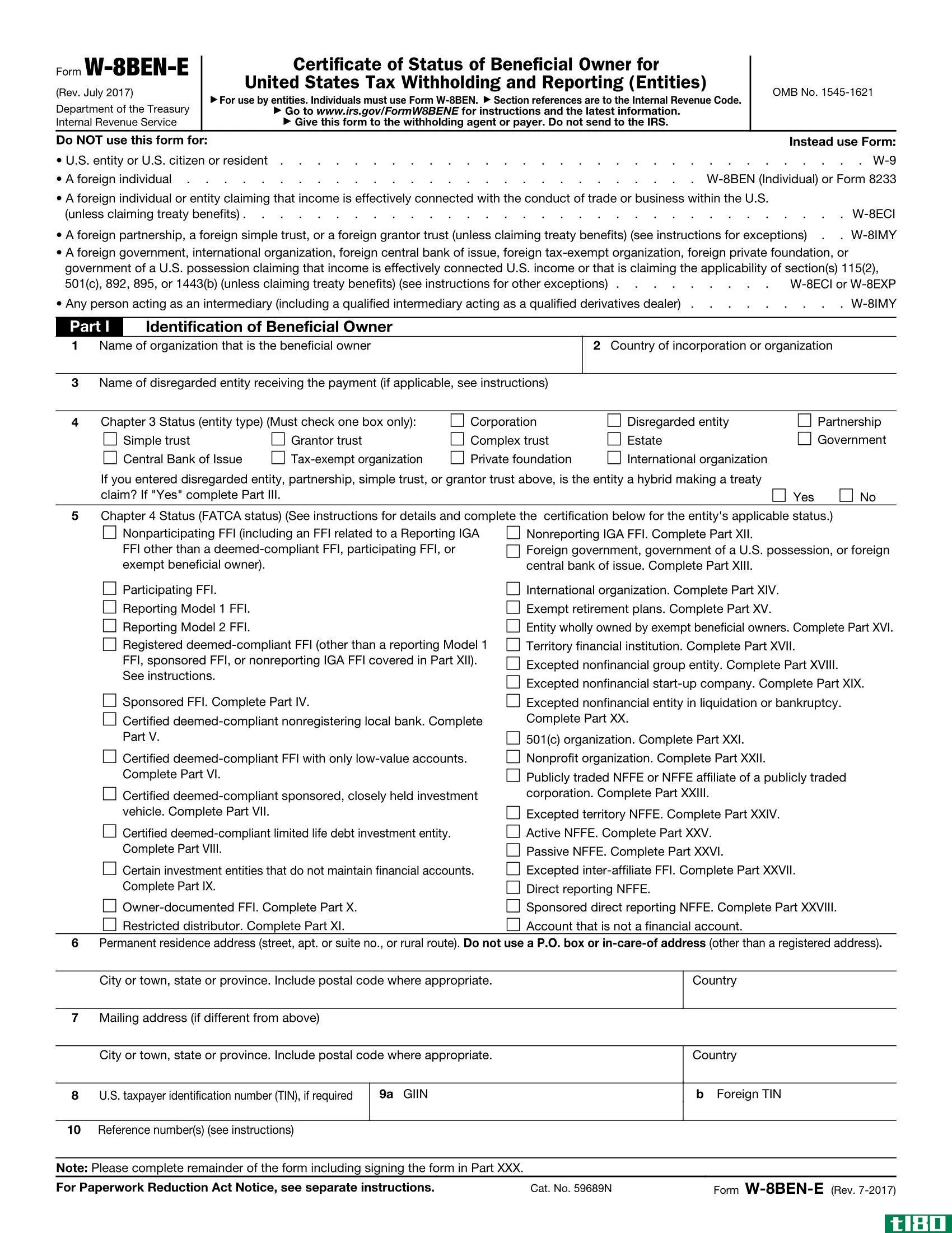 Form W-8BEN-E