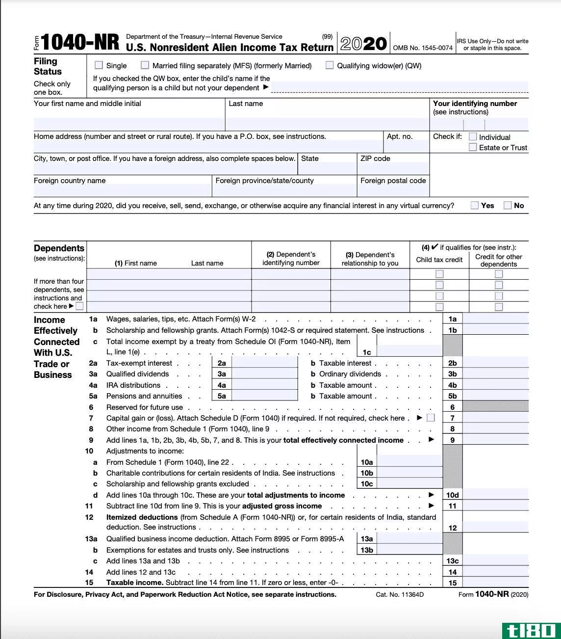 Form 1040-NR Page 1. 