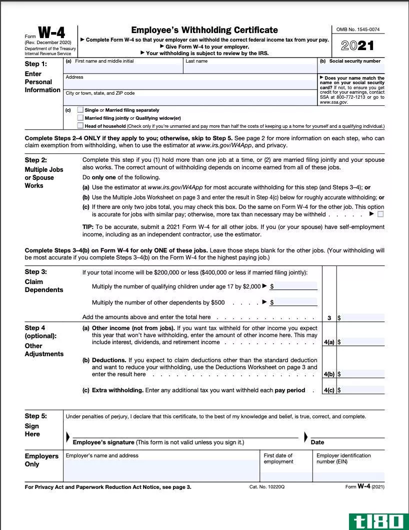 IRS Form W-4 Page 1