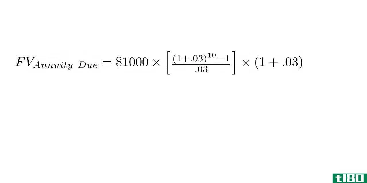 FV(Annuity Due) = $1000 x [((1.03^10 -1)/.03) x (1+.03)