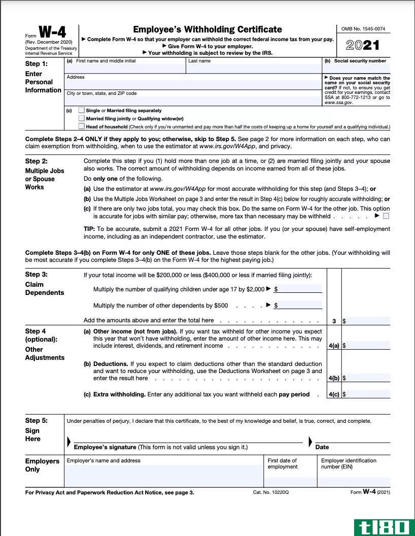 IRS Form W-4 2021