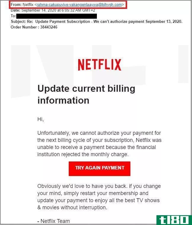 Netflix Phishing Scam Email