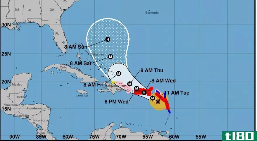 飓风“玛丽亚”袭击多米尼加后向波多黎各进发
