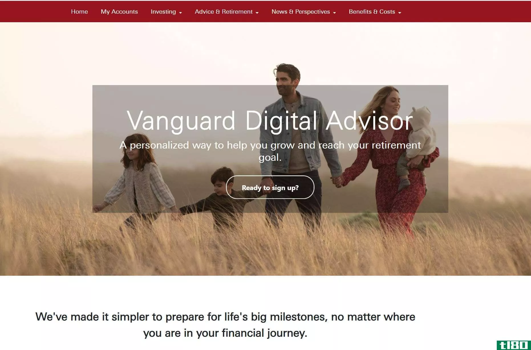 Vanguard DA landing page