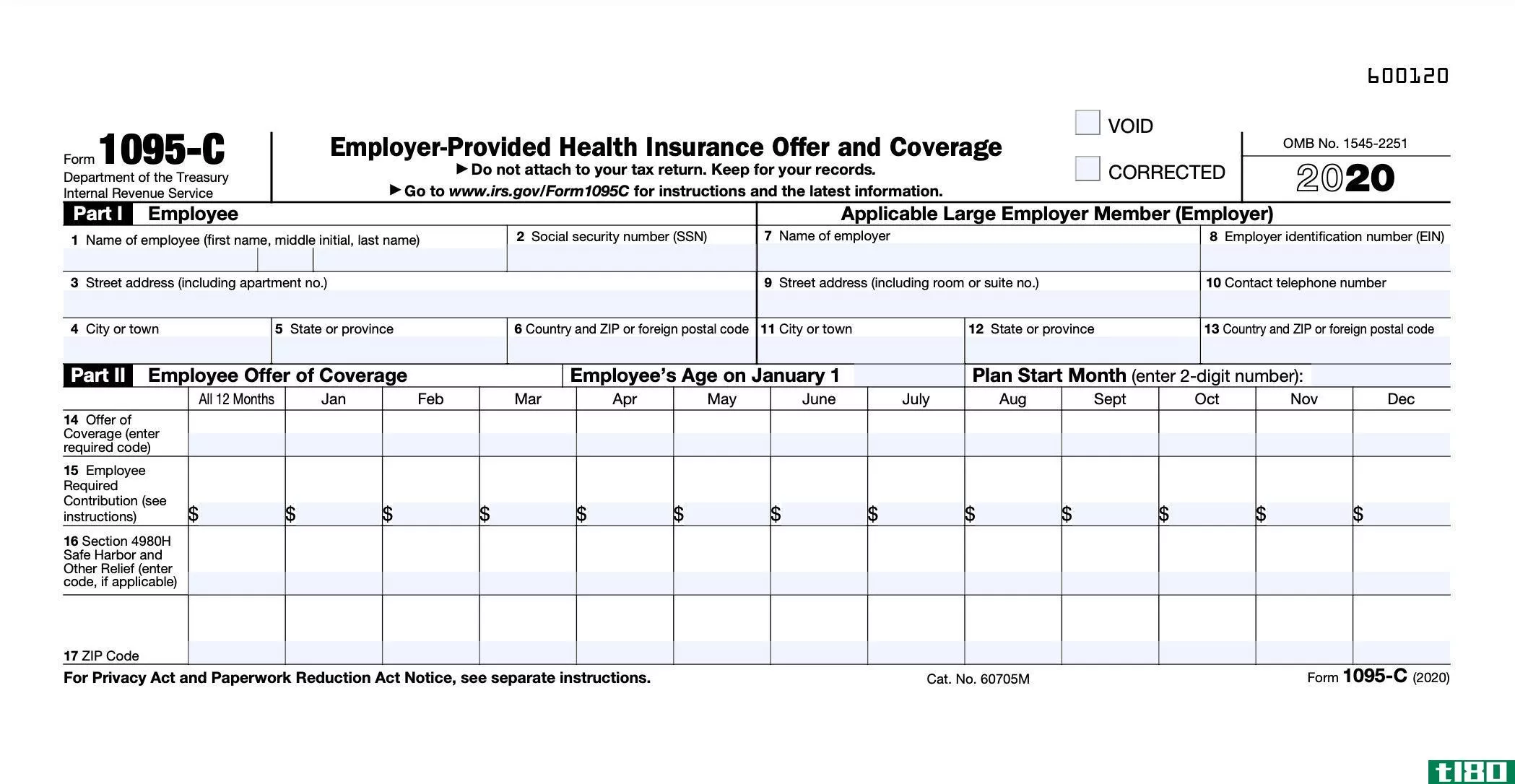 表格1095-c：雇主提供的健康保险报价和保险范围定义