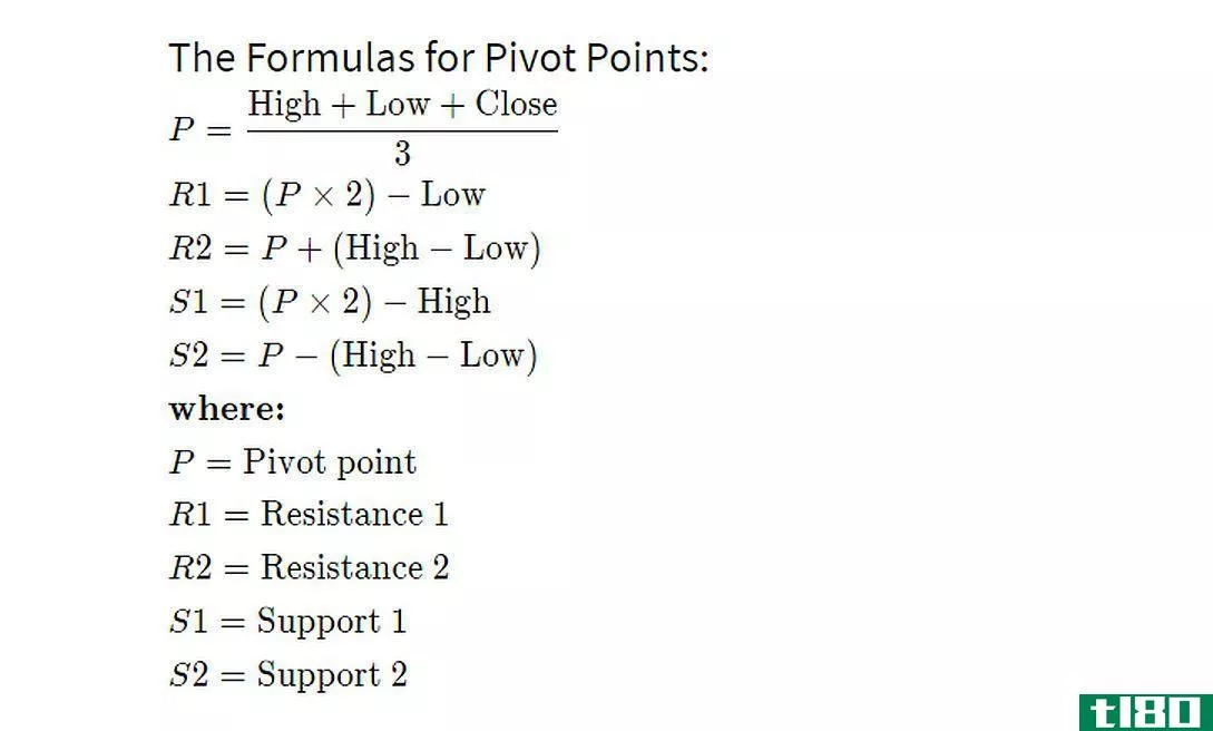 pivot point calculati*** using the prior day's high, low and close