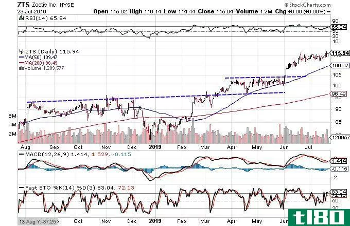 Chart showing the share price performance of Zoetis Inc. (ZTS)