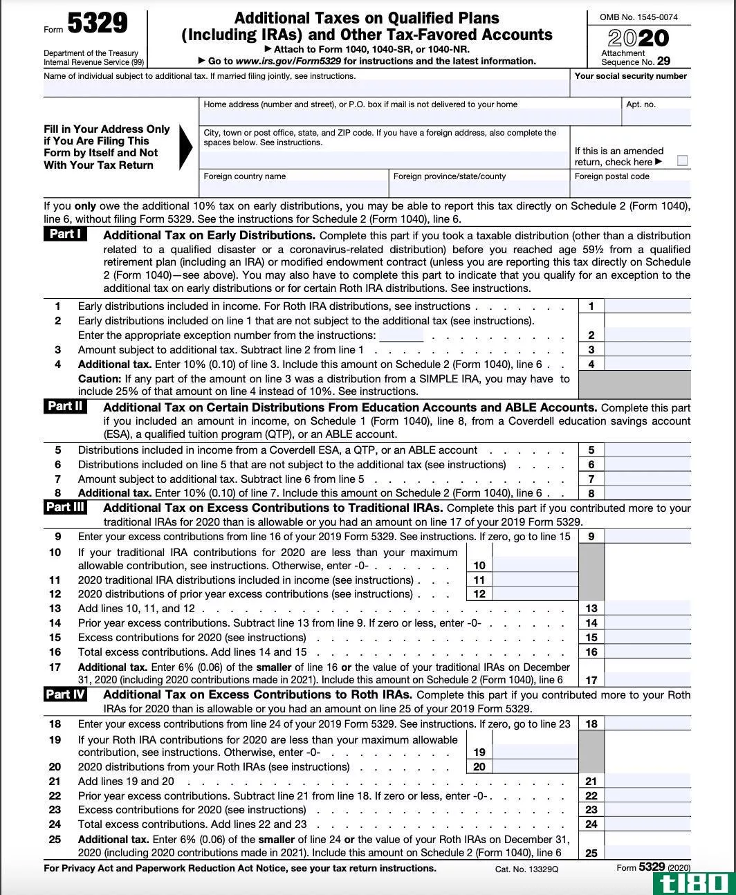 表5329：合格计划和其他税收优惠账户的附加税
