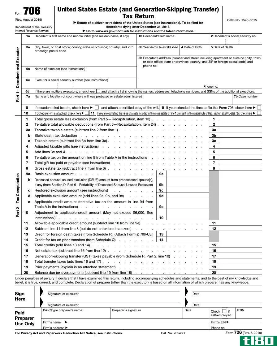 表格706：美国不动产（和跨代转让）纳税申报表