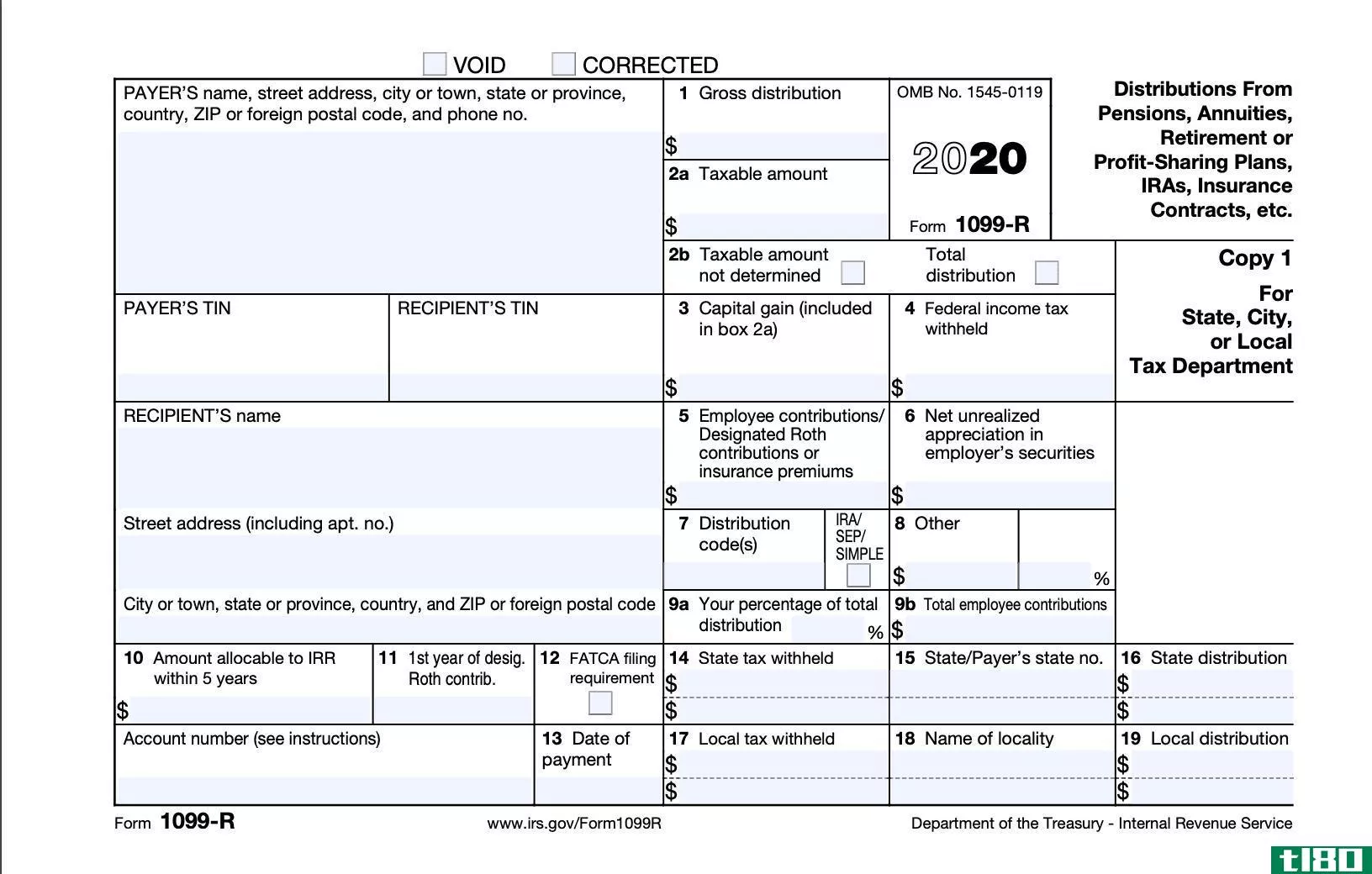 IRS Form-1099 R 2020