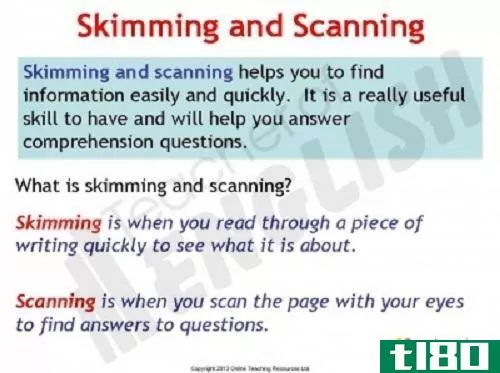 略读(skimming)和扫描(scanning)的区别