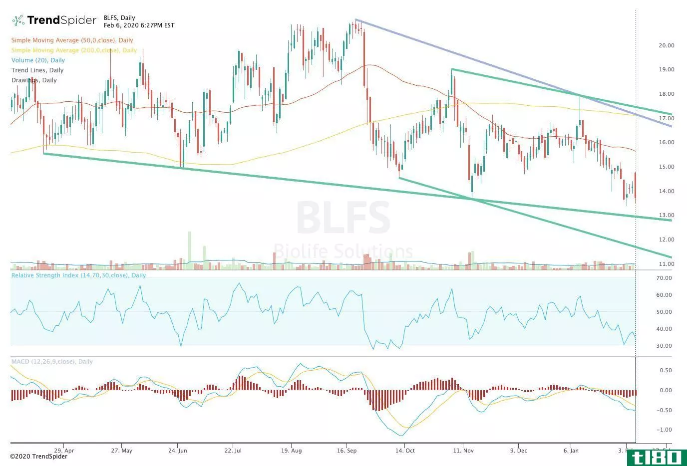 Chart showing the share price performance of BioLife Soluti***, Inc. (BLFS)