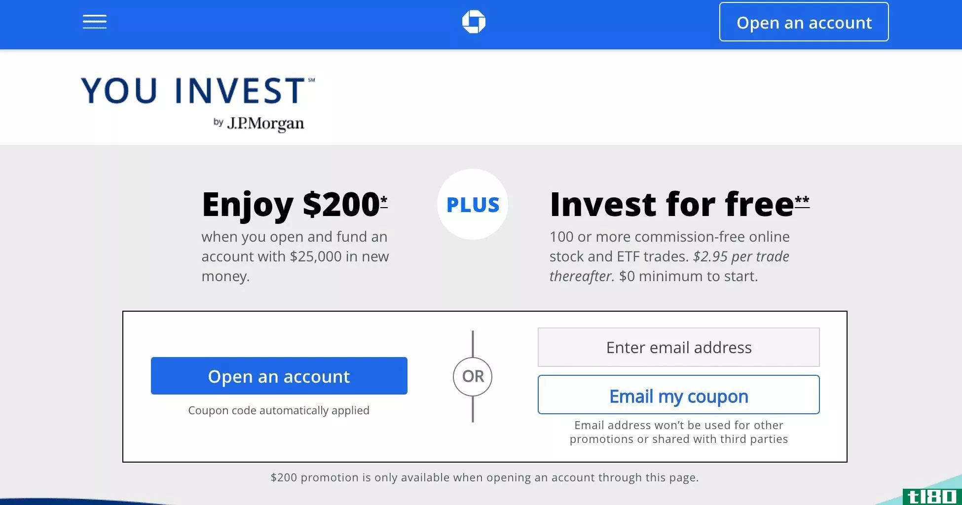 J.P.Morgan's You Invest platform signup page.