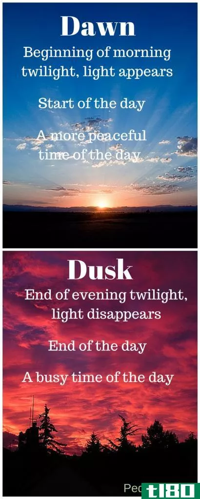 黎明(dawn)和黄昏(dusk)的区别