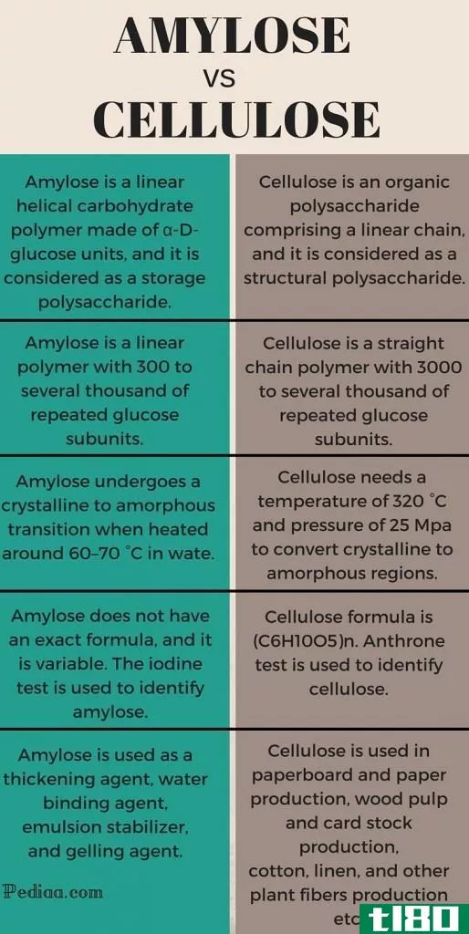 直链淀粉(amylose)和纤维素(cellulose)的区别