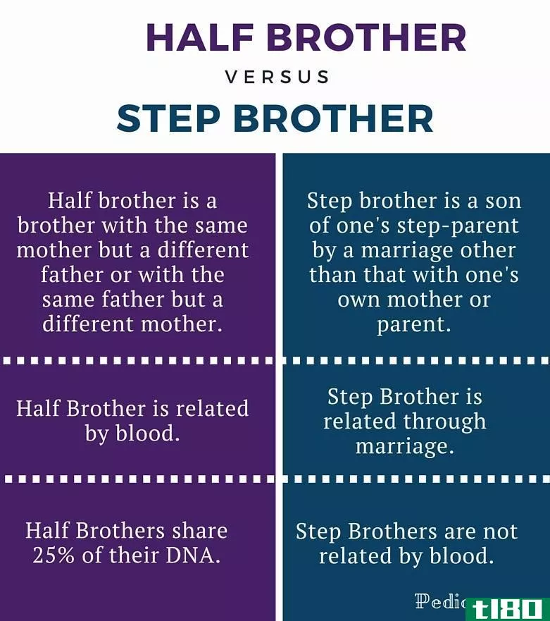 同父异母的兄弟(half brother)和继兄(step brother)的区别